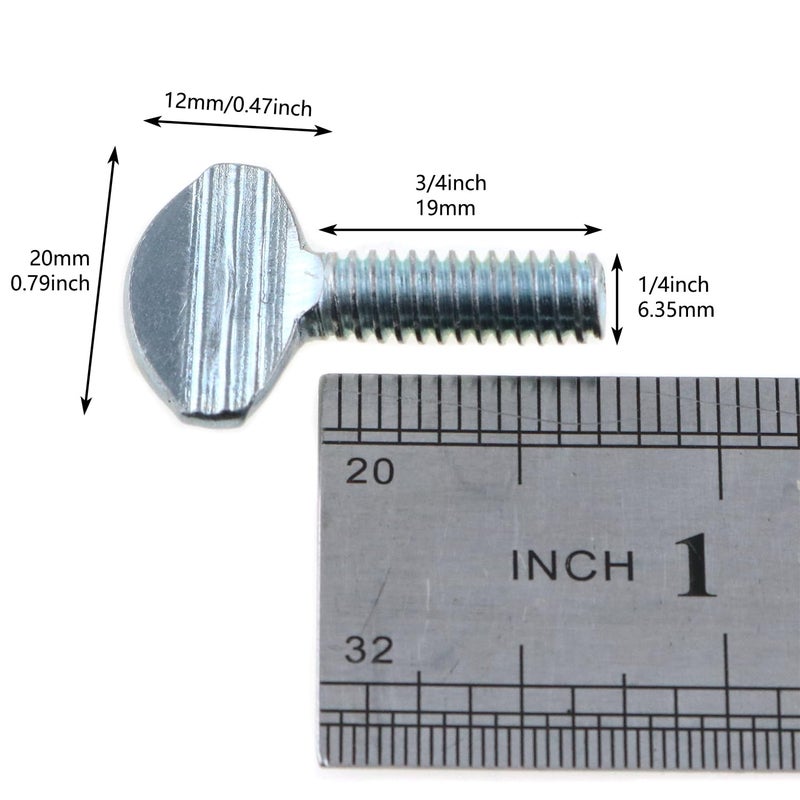 LUORNG 20PCS Silver Carbon Steel Thumb Screw 1/4''-20 x 3/4'' Galvanized Rack Screw - Image 3